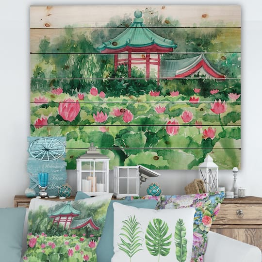 Designart - Lotus Lake and Pagoda
